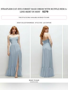Dessy Collection Strapless Corset Maxi Dress in Mist